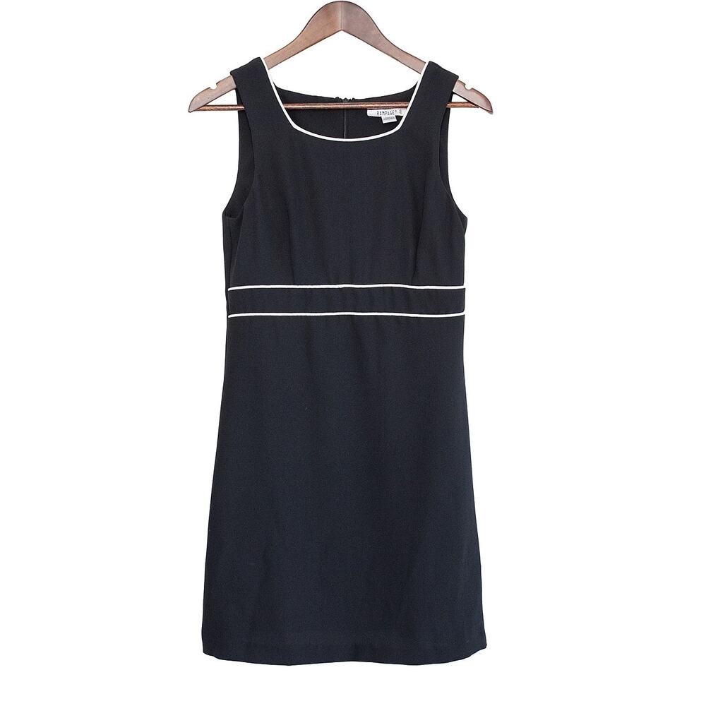 VTG Rampage Mini Dress Women S Black White Mod Y2K Contrast Piping Retro